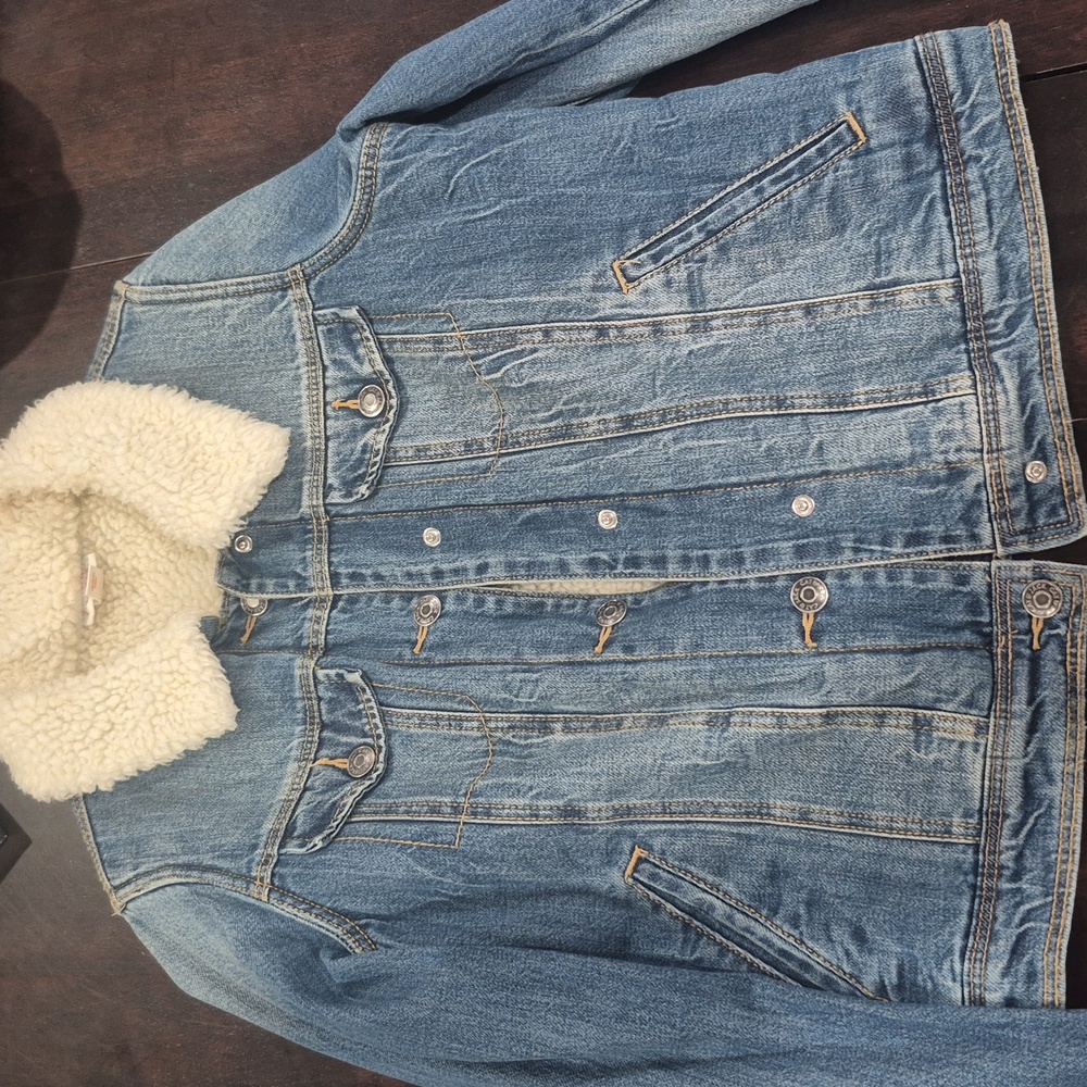 Girls denim jacket with faux fur lining- worn few times - great condition